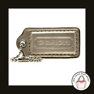 2" Medium COACH Light Gold Leather Nickel Key Fob Bag Charm Keychain Hang Tag